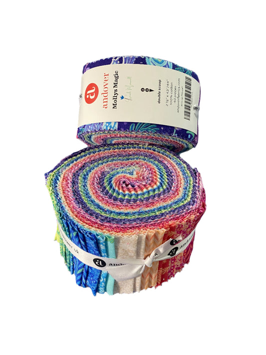 Precut Fabric Jelly Roll Mollys Magic by Sarah Maxwell for Andover Fabrics - 2 1/2" Fabric Strips