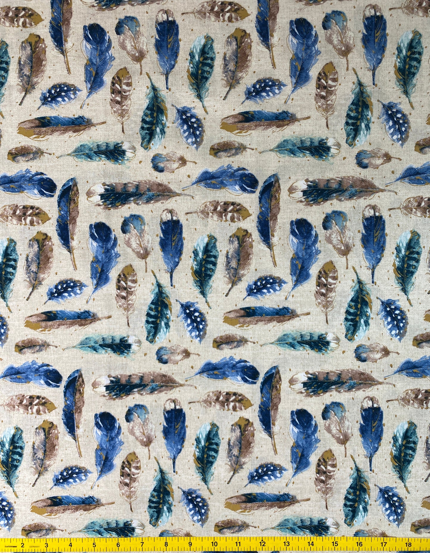 1 Yard Precut Fabric Cut Feathers (Beige) by David Textiles - Yard Cut
