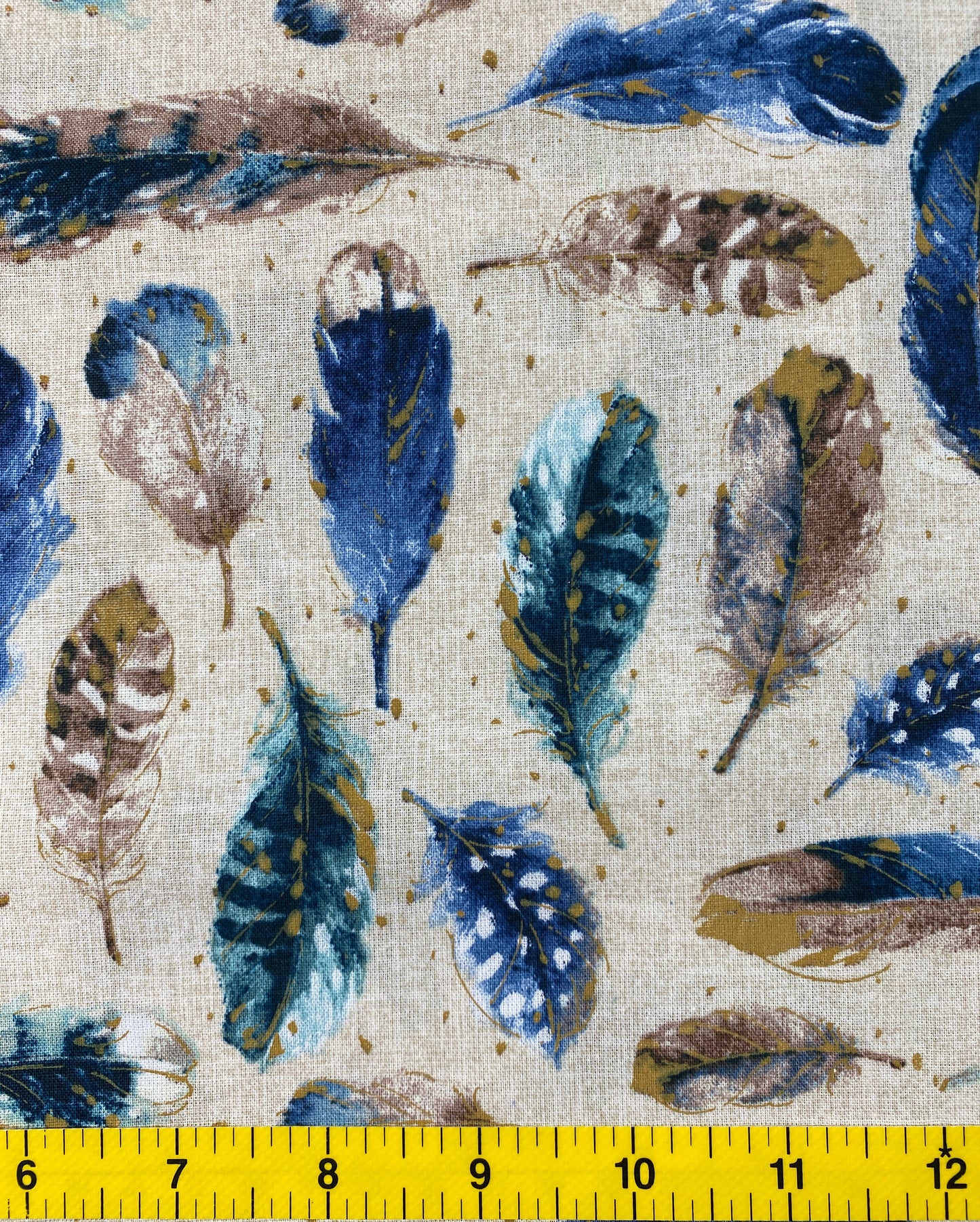 1 Yard Precut Fabric Cut Feathers (Beige) by David Textiles - Yard Cut