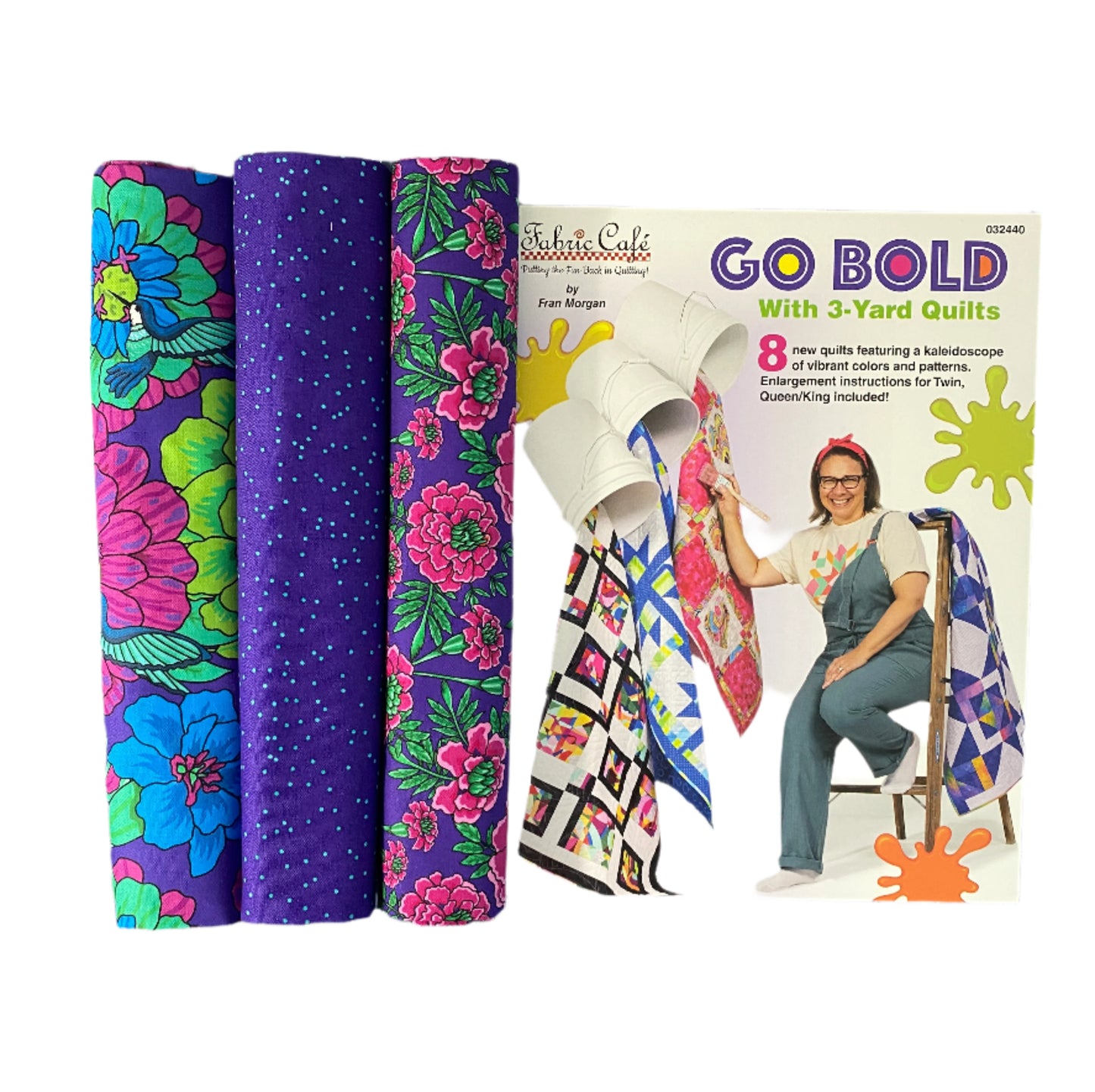 Quilt Kit - Go Bold With 3-Yard Quilts Book Plus 3 Yards of Botanica Blast Coordinating Fabric