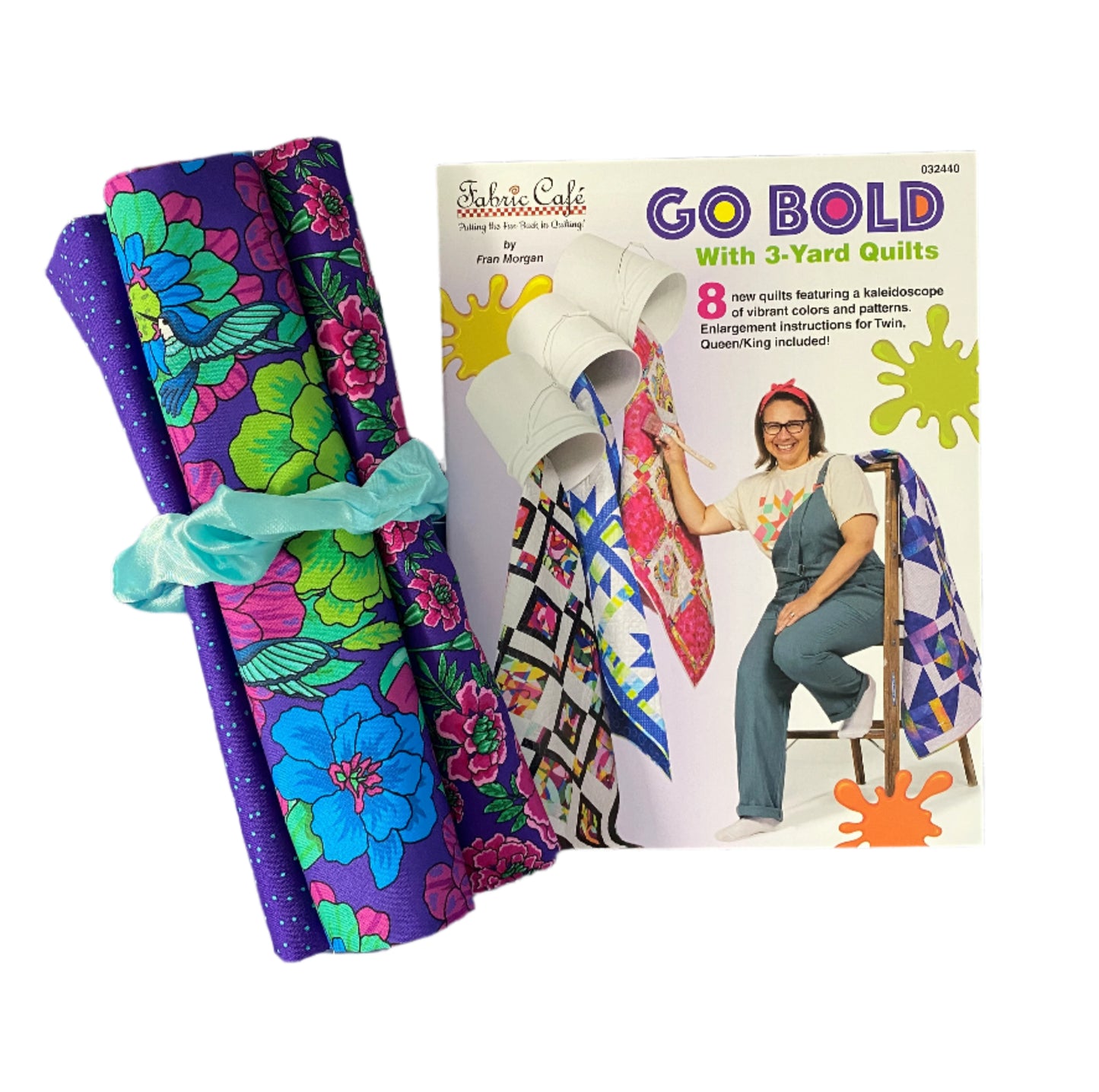 Quilt Kit - Go Bold With 3-Yard Quilts Book Plus 3 Yards of Botanica Blast Coordinating Fabric