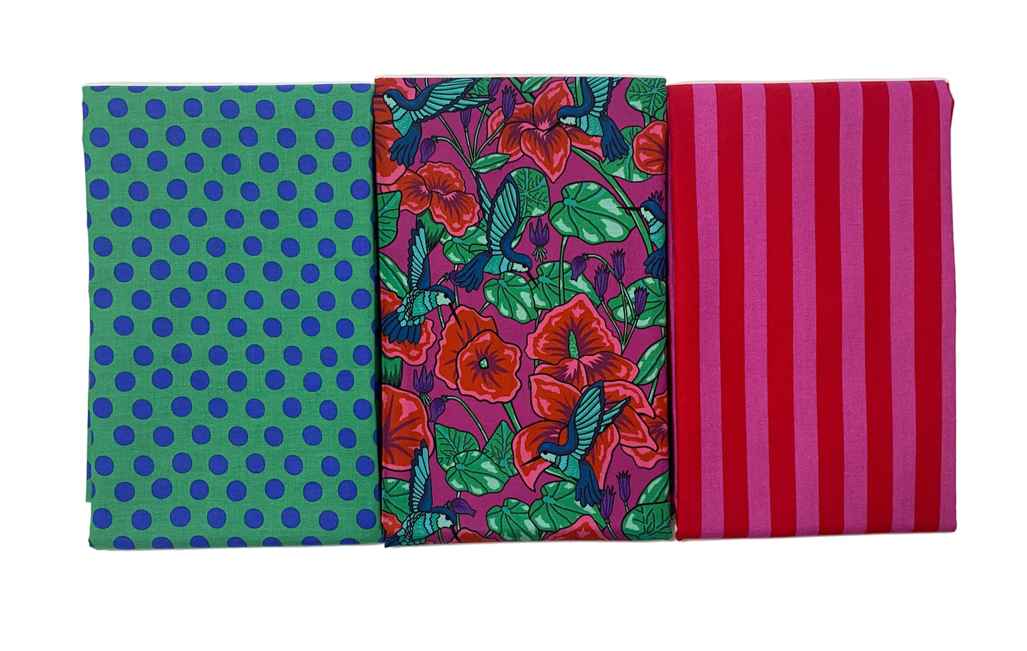 3 Yard Precut Bundle Green Pink Red Riley Blake and Free Spirit Fabrics - (3) 1 Yard Cuts Great for 3 Yard Quilts