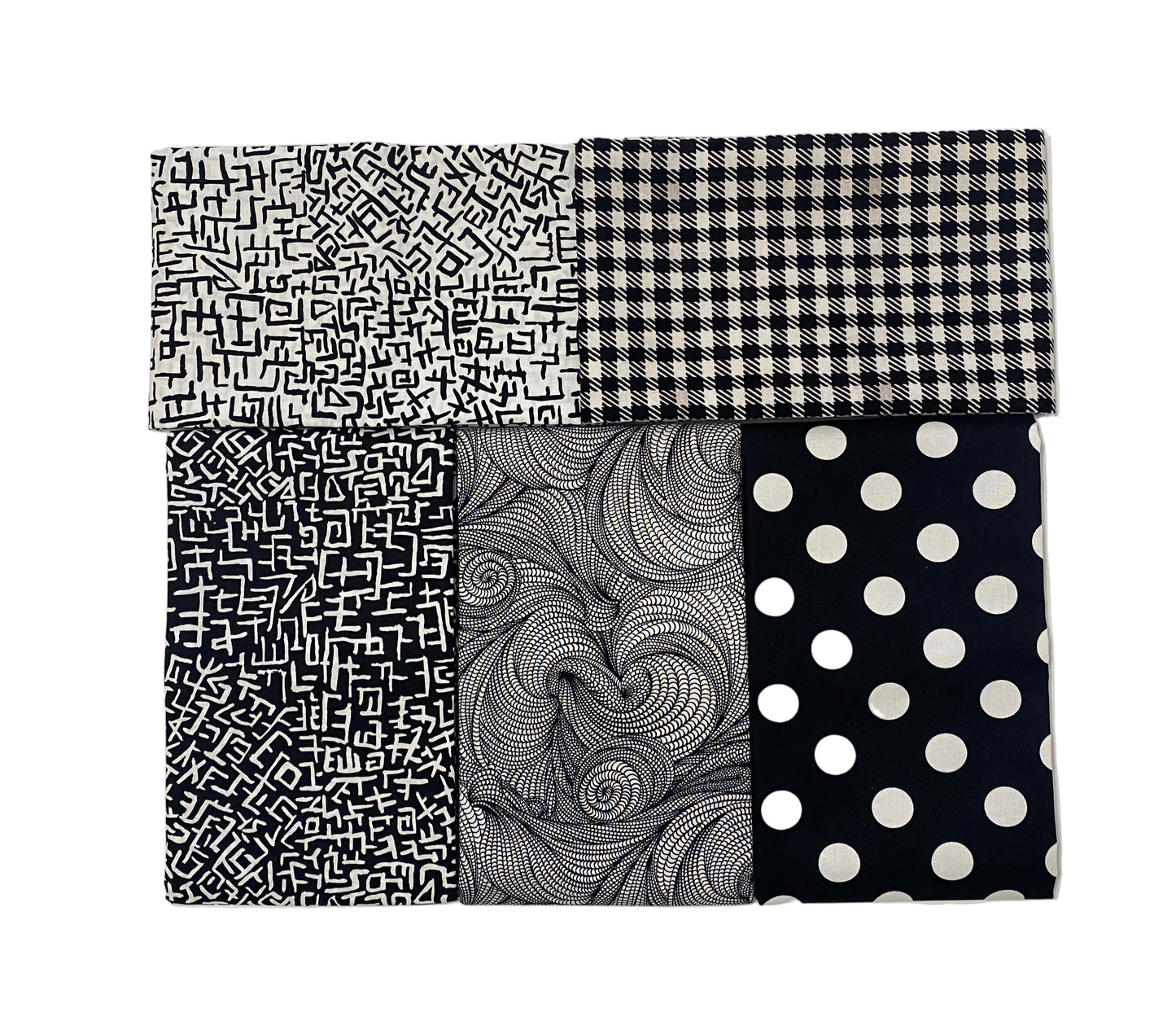 5 Yard Precut Bundle Black White Free Spirit Fabrics - (5) 1 Yard Cuts