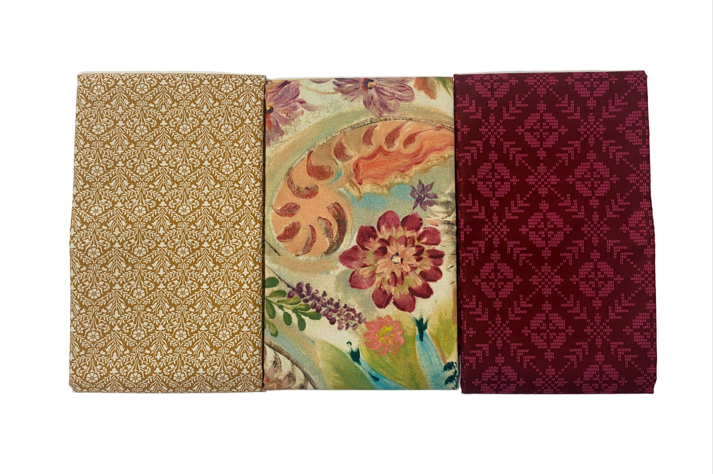 3 Yard Precut Bundle Peach Burgundy Free Spirit Fabrics - (3) 1 Yard Cuts Great for 3 Yard Quilts