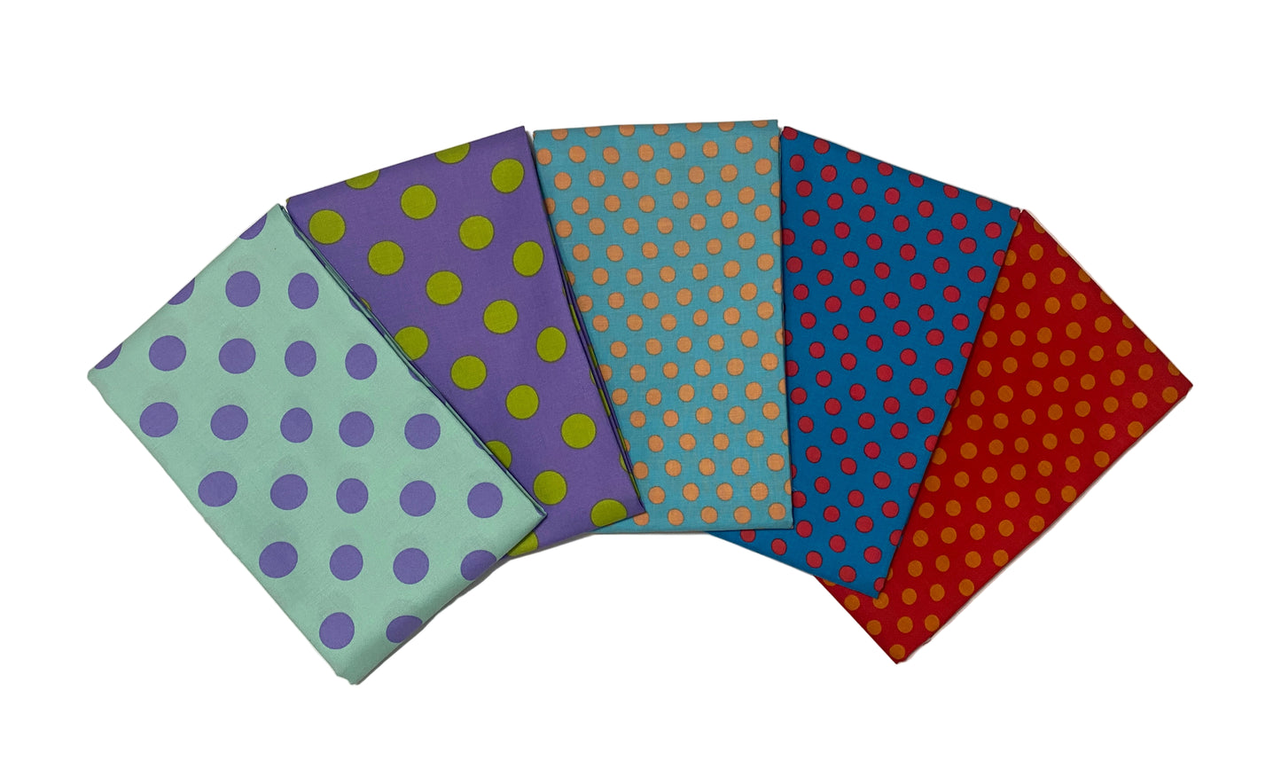5 Yard Precut Bundle Polka Dots Free Spirit Fabrics - (5) 1 Yard Cuts