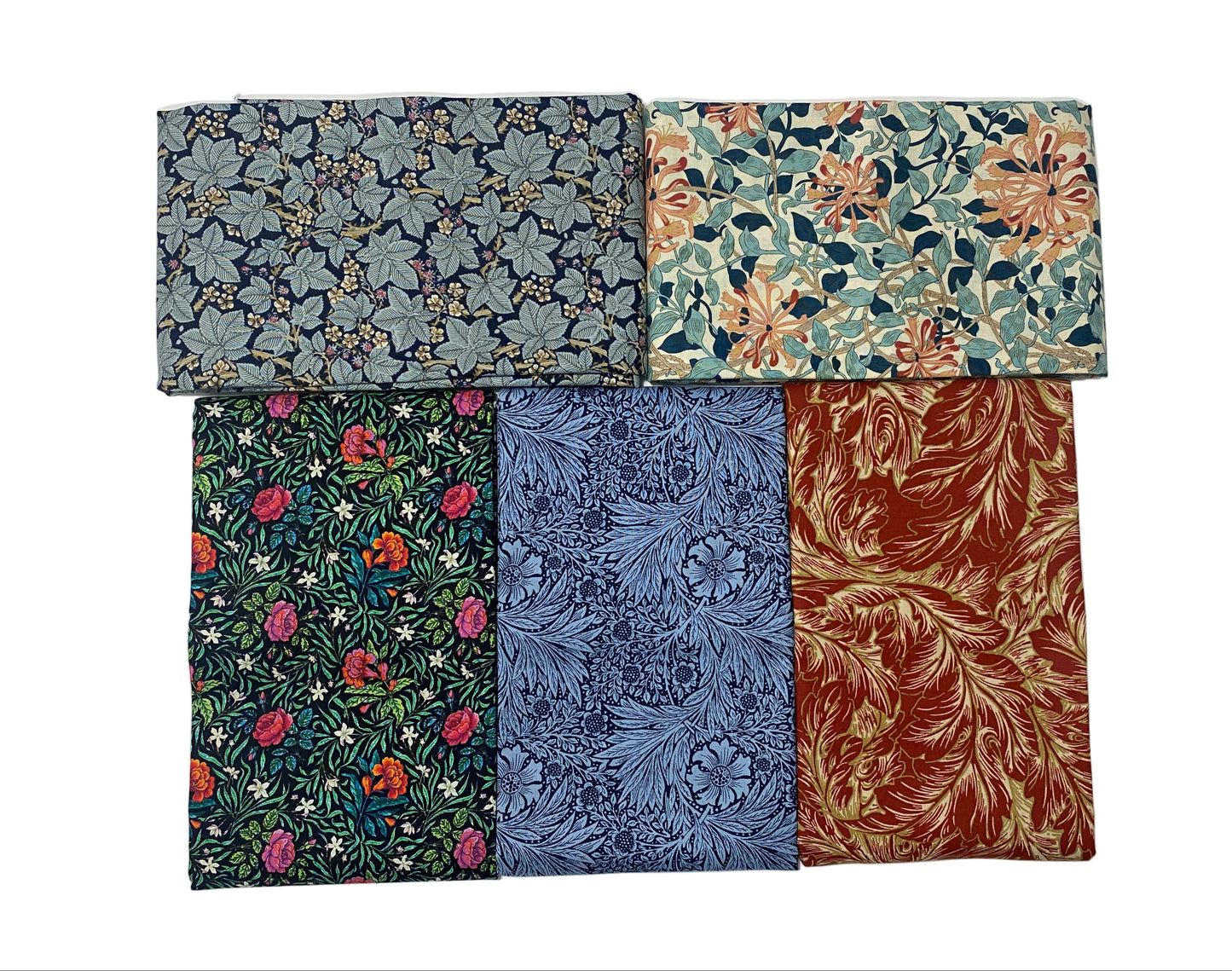 5 Yard Precut Bundle Blue Green Peach Free Spirit Fabrics - (5) 1 Yard Cuts