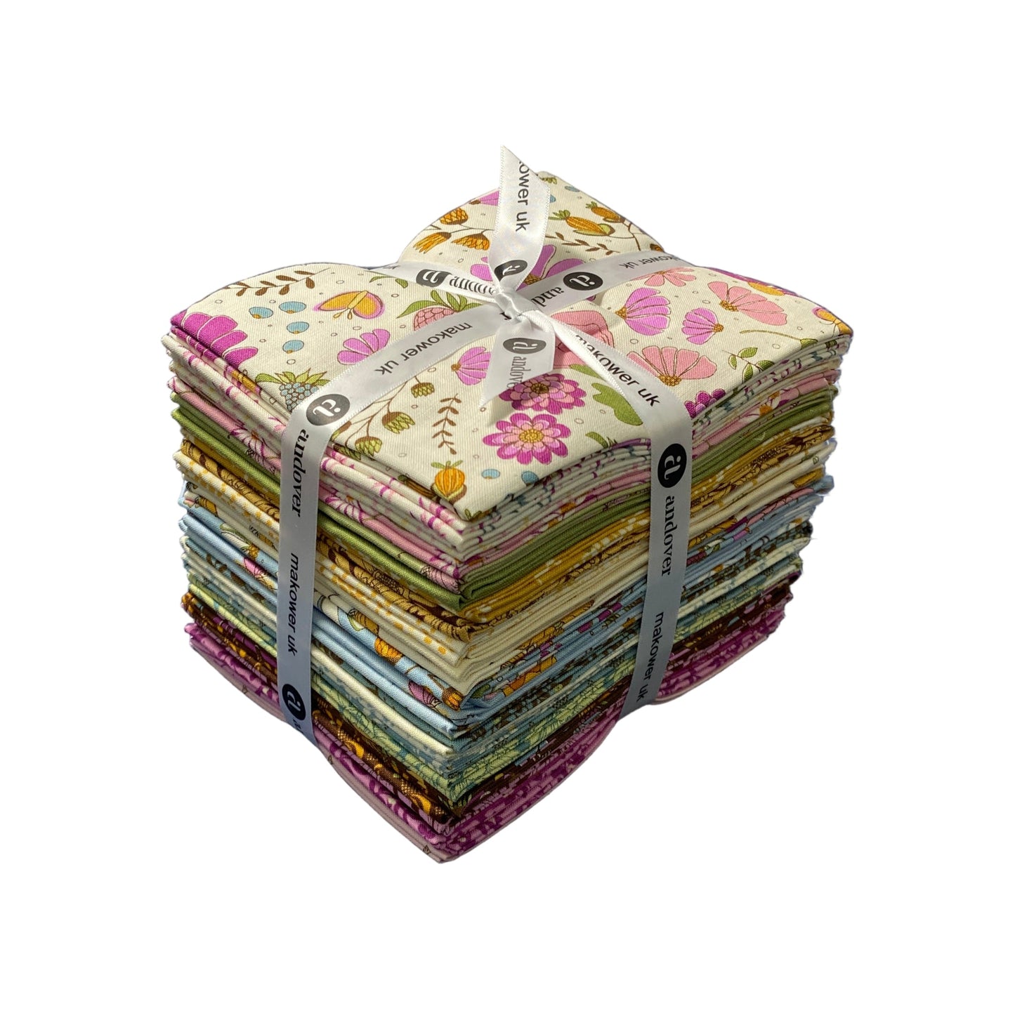 Precut Fabric Fat Quarter Pack Flourish Collection by Alexandra Bordallo for Andover Fabrics - 24 Fat Quarters