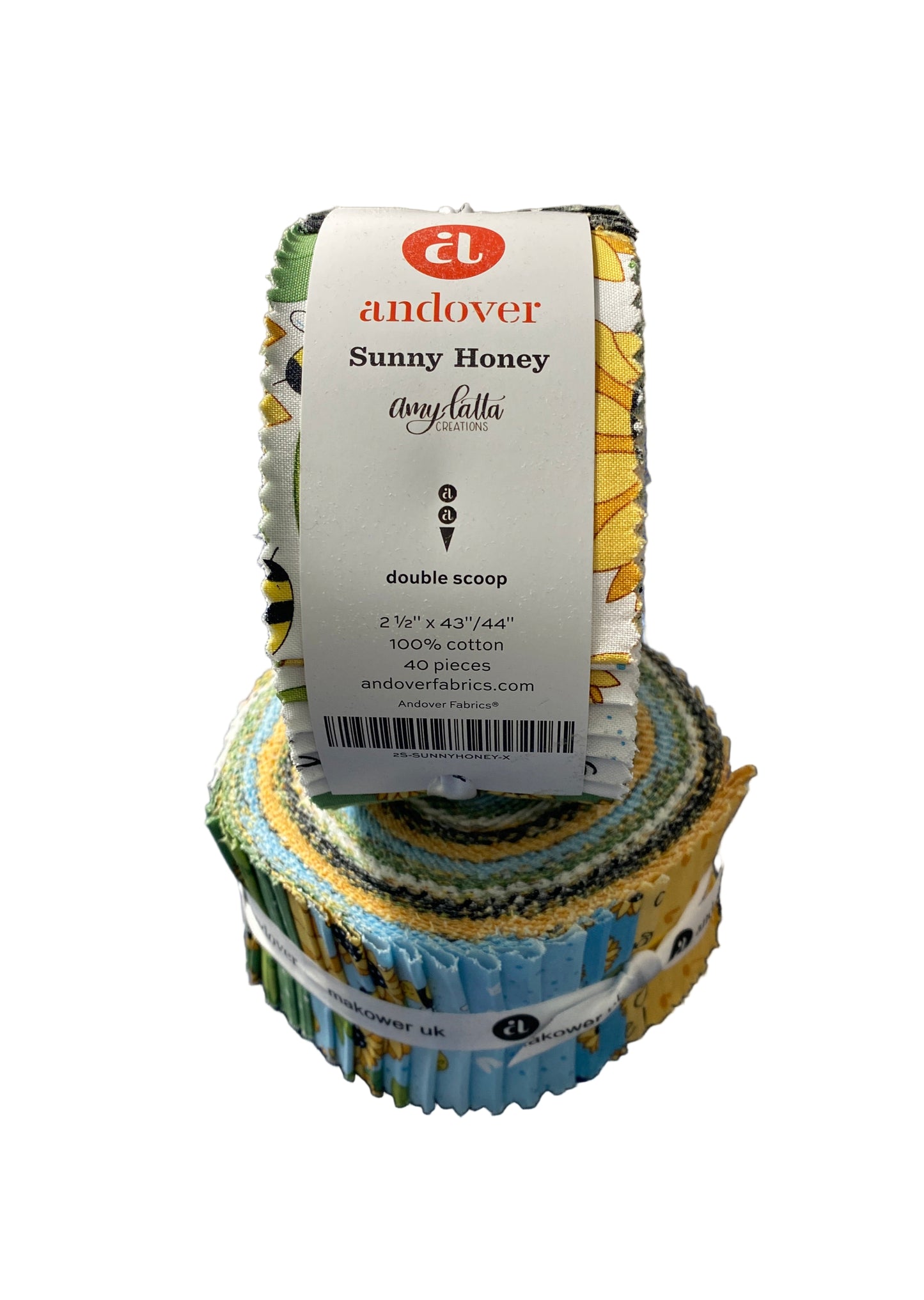 Precut Fabric Jelly Roll Sunny Honey Collection by Amy Latta for Andover Fabrics - 2 1/2" Strips