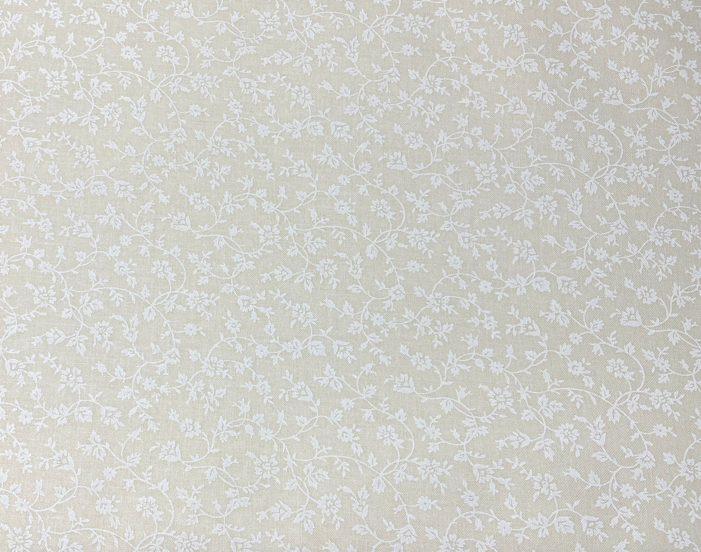 Ecru Quilting Fabric - Small Flower and Vine Background Fabric - Sold by the Yard