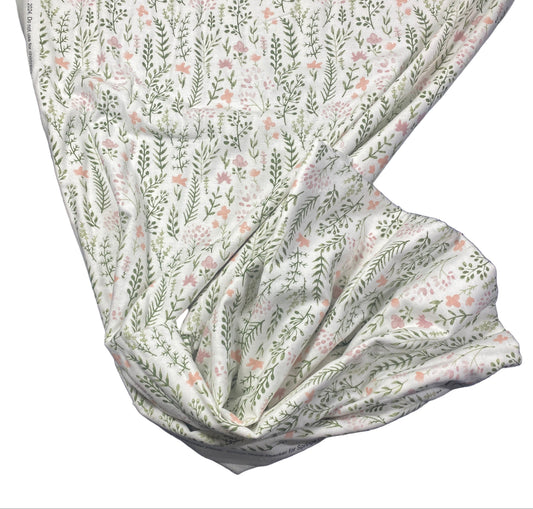 Pink Green Watercolor Floral | Nursery Cotton Flannel | Kate Ward | Springs Creative