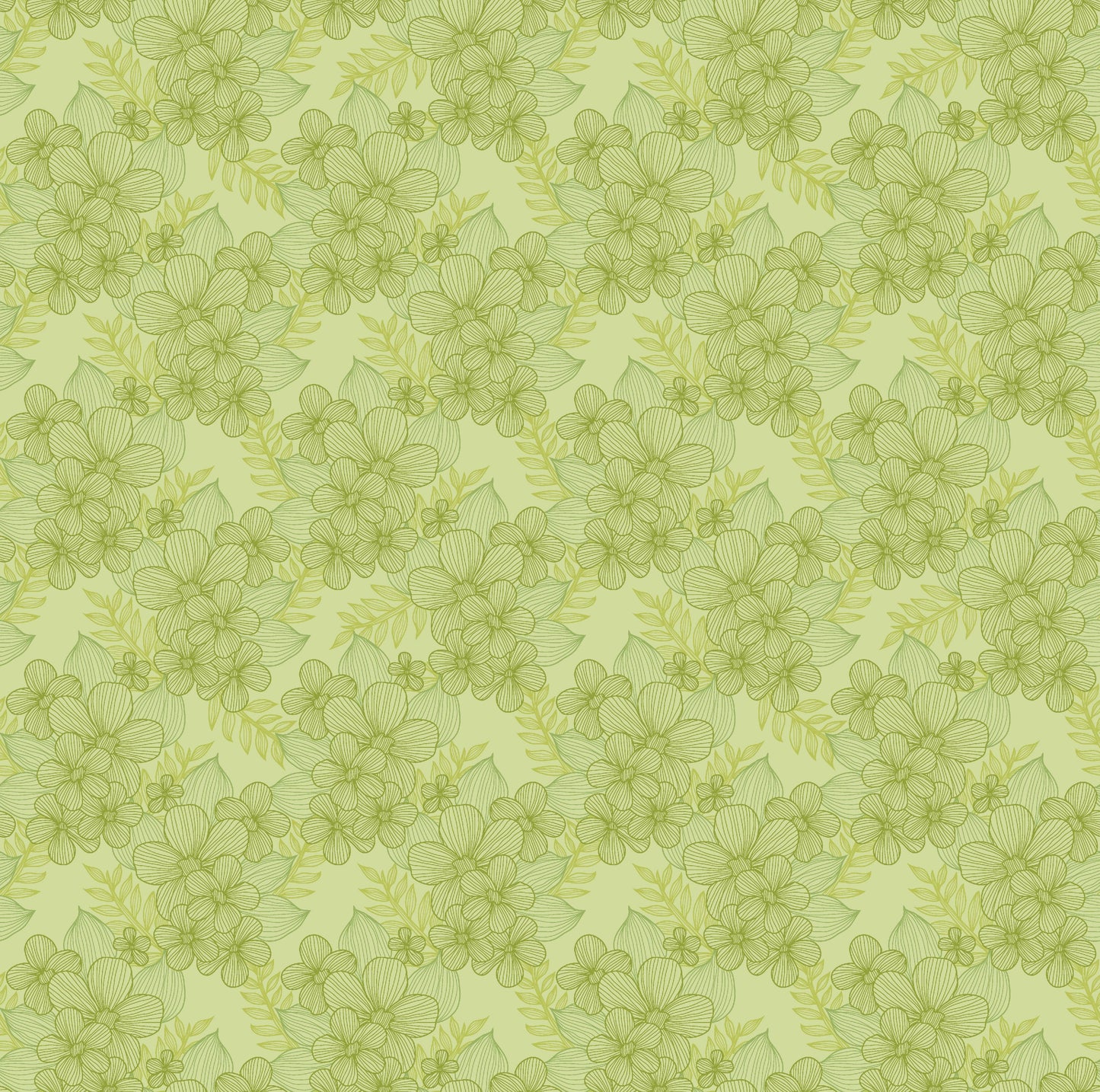 43-44" Wide LACE GREEN Floral Quilt Fabric from Judy's Bloom Collection by Eleanor Burns for Benartex - Sold by the Yard