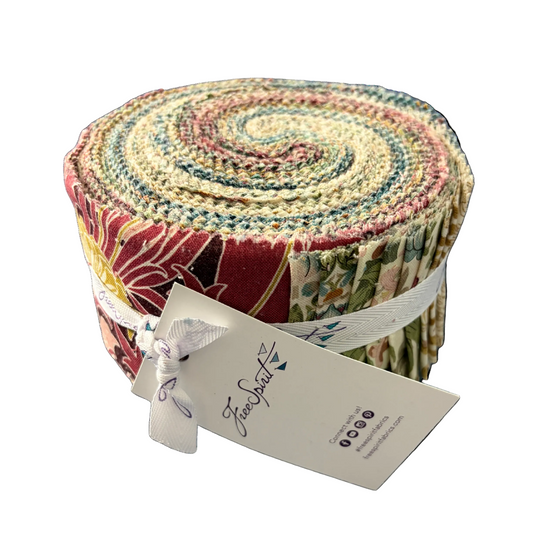 Jelly Roll Quilt Fabric | Free Spirit Morris & Co Lodden Collection | 2 1/2" Strips | 40 Pieces