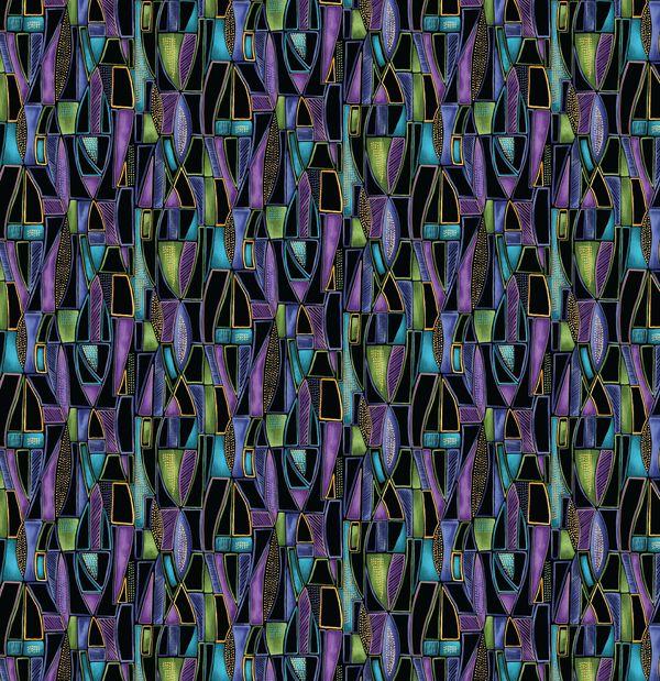 13 Fabric Fat Quarter Bundle - Luminescent Leaves Indigo by Ann Lauer for Benartex Traditions