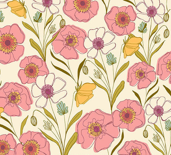 Precut Fabric Fat Quarters - Meadow Walk by Makower UK for Andover Fabrics - 22 Different Fabric Fat Quarters