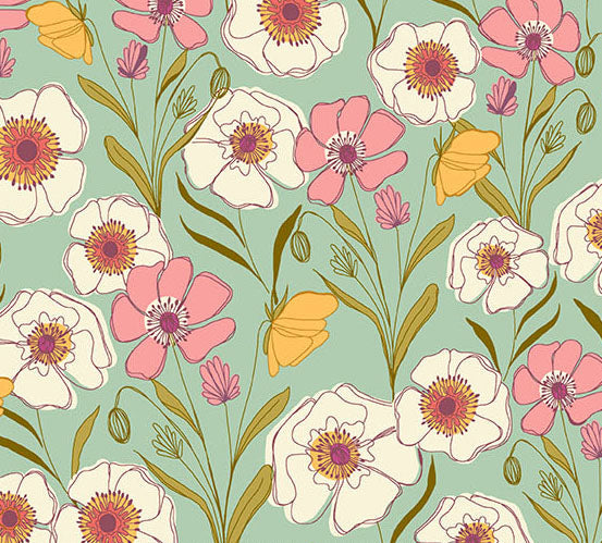 Precut Fabric Fat Quarters - Meadow Walk by Makower UK for Andover Fabrics - 22 Different Fabric Fat Quarters