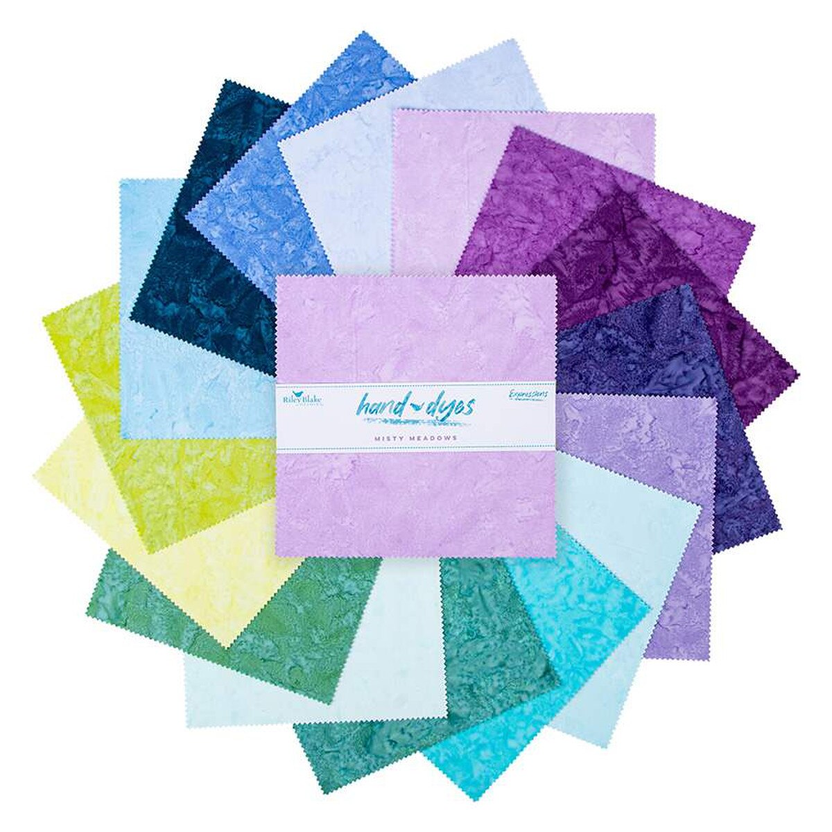 Precut Expressions Batik Fabric Charm Pack - Misty Meadows Hand Dyes by Riley Blake Designs - 5" Fabric Squares