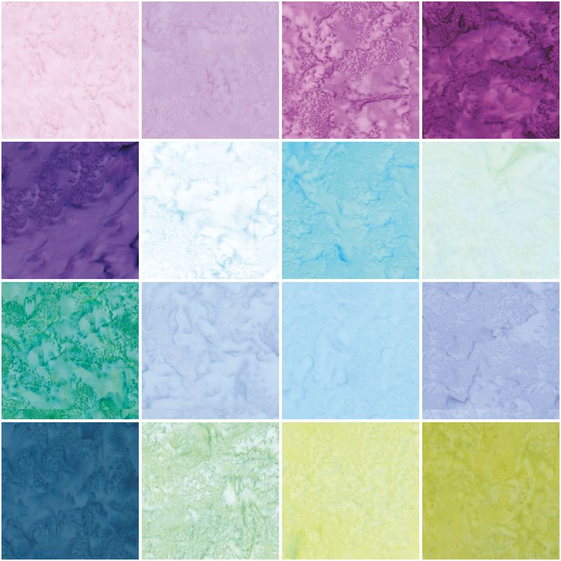 Precut Expressions Batik Fabric Charm Pack - Misty Meadows Hand Dyes by Riley Blake Designs - 5" Fabric Squares