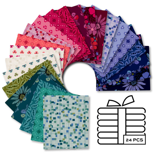Fat Quarter Bundle Quilt Fabric | Andover Mystic Meadow Collection | 24 Pieces