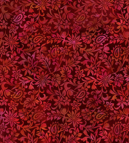 Crimson Floral Blender | In The Beginning Prism II Collection | 100% Cotton Quilting Fabric