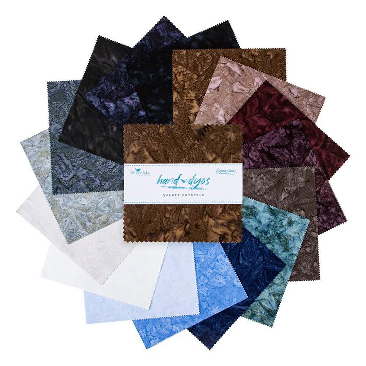 Precut Expressions Batik Fabric Charm Pack - Quartz Crystals Hand Dyes by Riley Blake Designs - 5" Fabric Squares