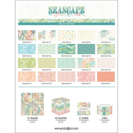 Fat Quarter Bundle Quilt Fabric Seascape Collection | Maywood Studio - 20 Pieces