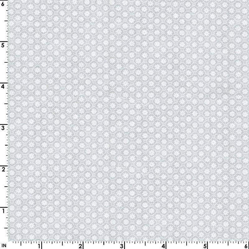 White Quilting Fabric - Small Diamond Flower Background Fabric - Sold by the Yard