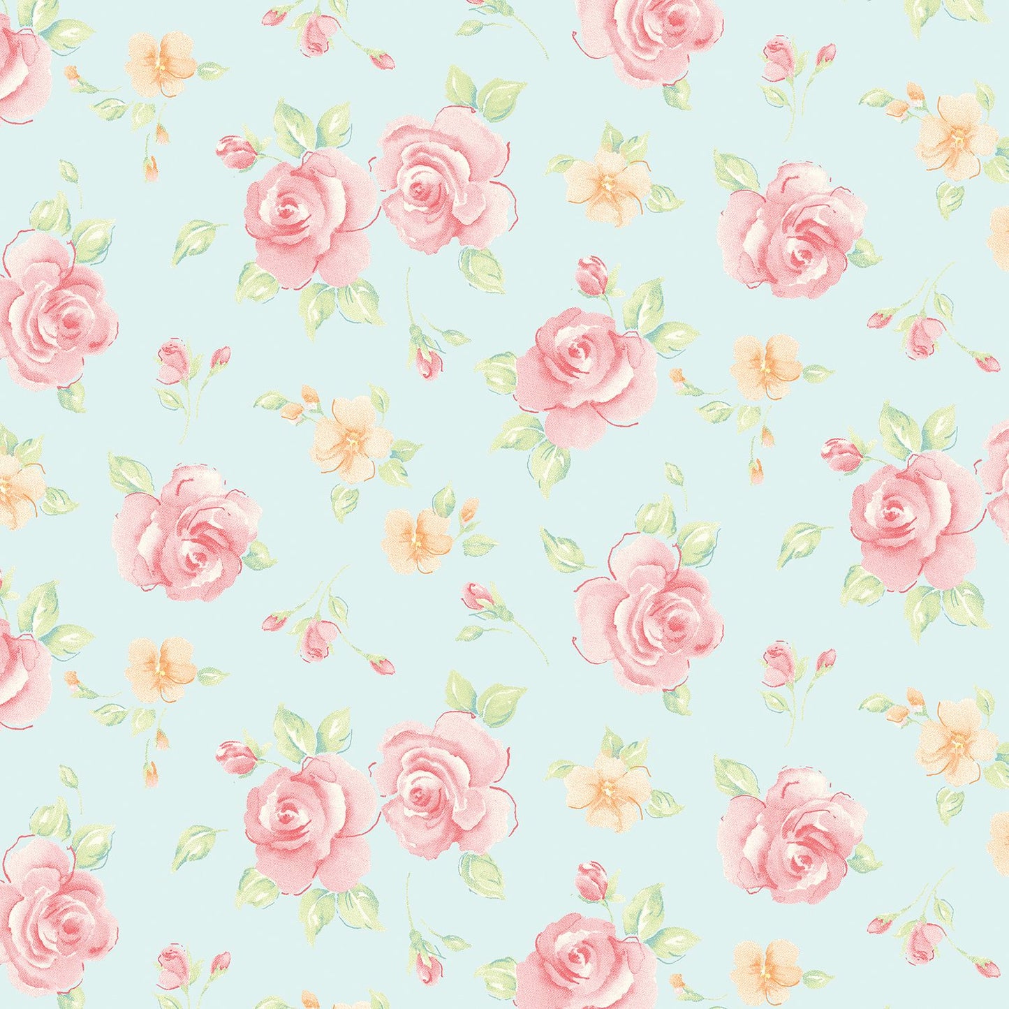 Fabric 5 Yard Bundle SWEET BABY ROSE (Blue) by Dover Hill for Benartex - Quilt Shop Quality - 5 Different 1 Yard Cuts