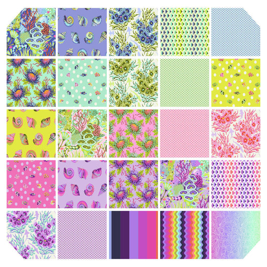 Jelly Roll Quilt Fabric | Tula Pink Coral Reef | 2 1/2" Strips | 40 Pieces