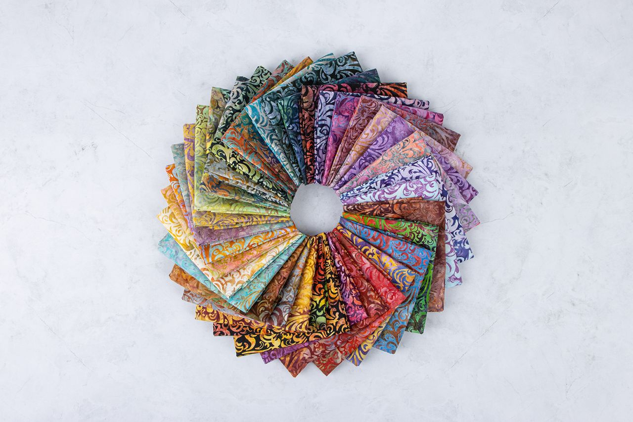 Precut Expressions Batik Fabric Charm Pack - Twirl and Swirl Elementals by Riley Blake Designs - 5" Fabric Squares