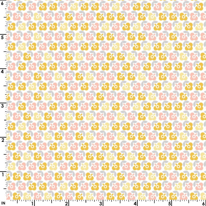 43-44" Wide VINTAGE FLORA Yellow Lucky Flower Quilt Fabric by Kimberbell for Maywood Studio - Sold by the Yard