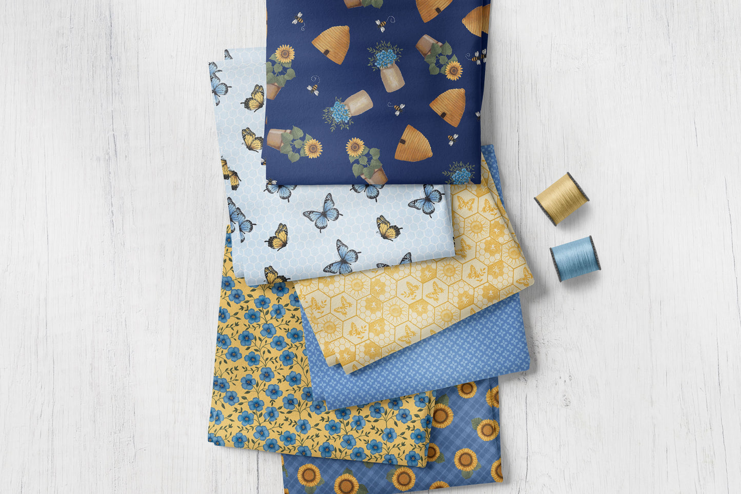 16 Fabric Fat Quarter Bundle - Wildflower Honey by Dianna Swartz for Benartex Artistry