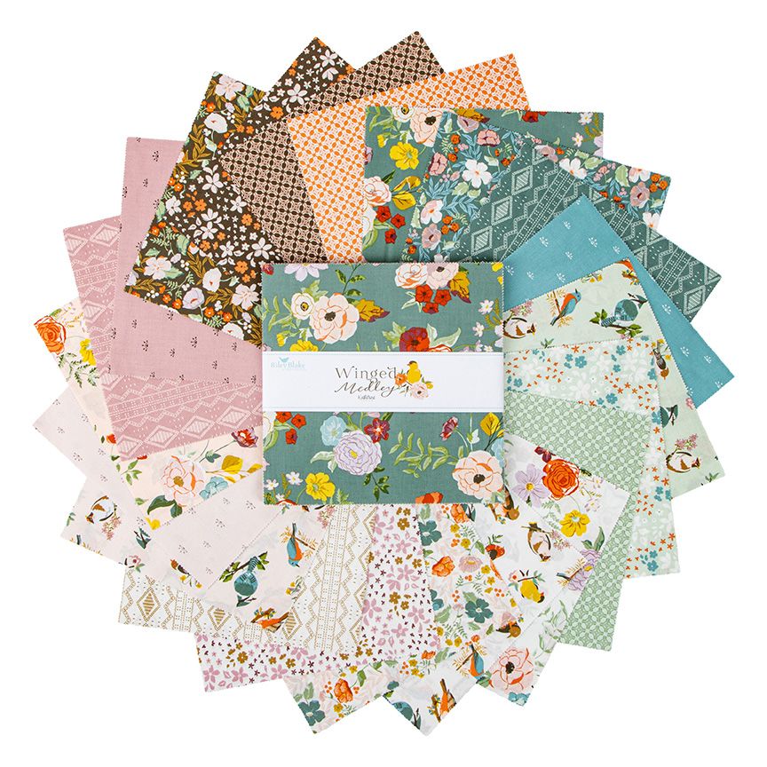 Precut Fabric Layer Cake Winged Medley by Katherine Lenius for Riley Blake Designs - 10" Fabric Squares