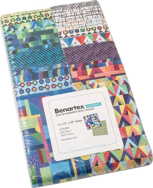 Fabric Design Roll ZEST Strip-Pies by Modern Quilt Studio for Benartex - 2 1/2" Wide Strips - Quilt Fabric