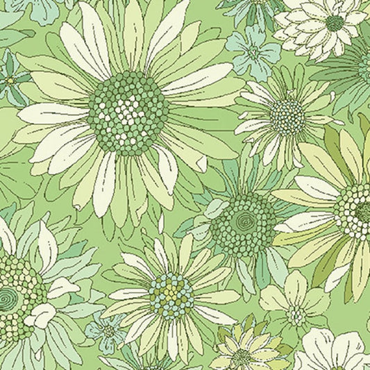 108" Wide Best Friends Green by Pat Sloan for Benartex - Large Floral Quilt Backing Fabric by the Yard
