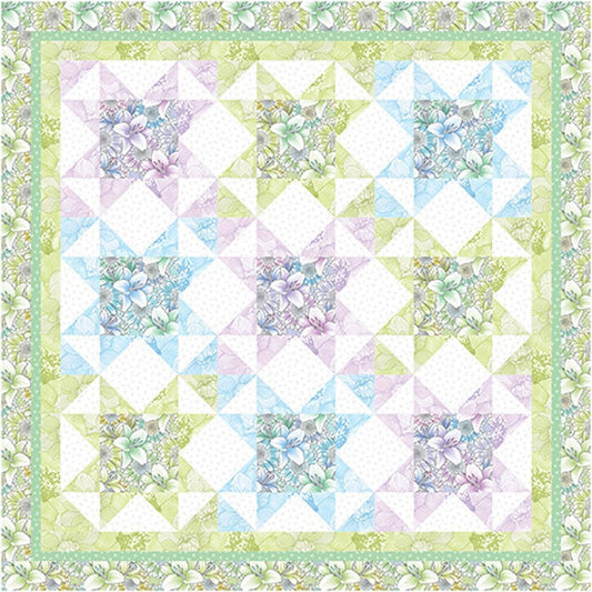 MUM'S IN A ROW Quilt Kit by Jen Shaffer for Quilt in a Day Using Benartex Traditions' Begins with Mums Quilt Fabric Collection - 60" X 60"