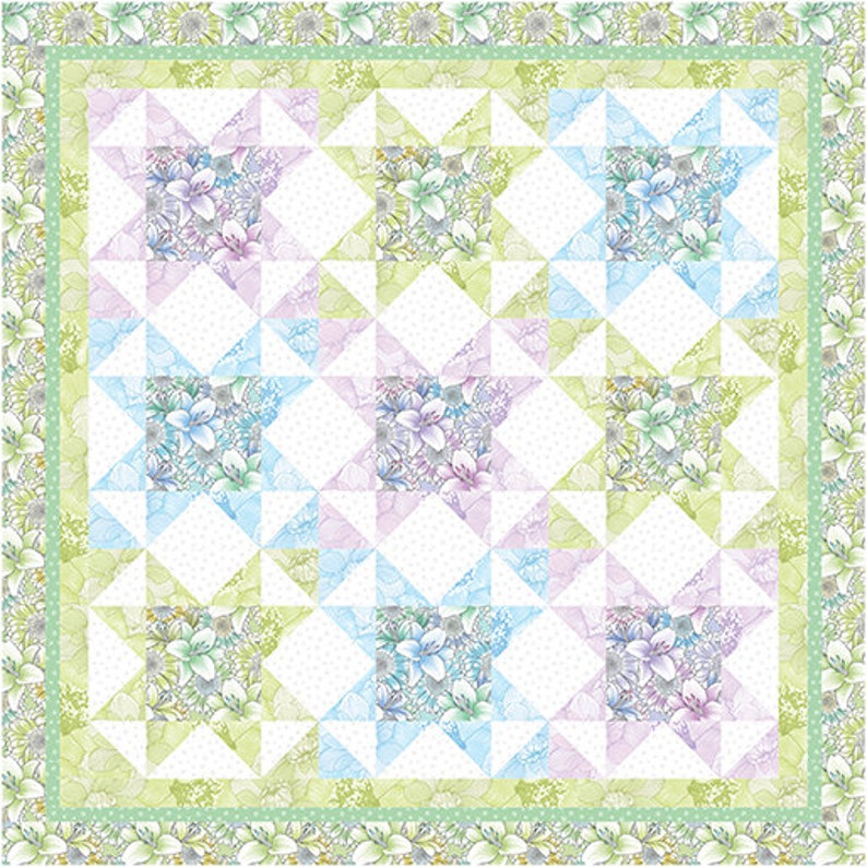 MUM'S IN A ROW Quilt Kit by Jen Shaffer for Quilt in a Day Using Benartex Traditions' Begins with Mums Quilt Fabric Collection - 60" X 60"