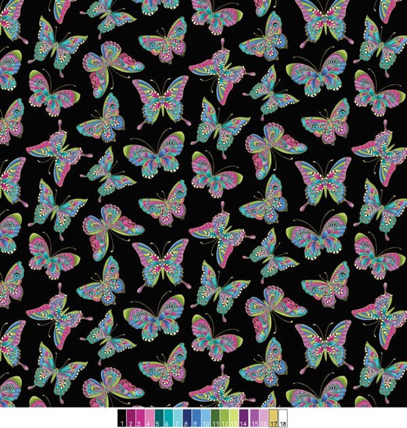 Ann Lauer ALLURING BUTTERFLIES 10 Fat Quarter Fabric Bundle for Benartex Traditions - 10 Different Fat Quarters