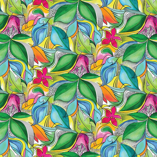 43-44" Wide Contempo's FANTASY GARDEN Lugano Multi Quilt Fabric Designed by Anna Nyman for Benartex - Sold by the Yard