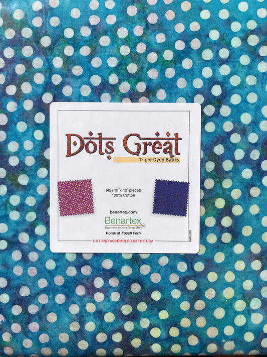Fabric Layer Cake Dots Great Fabric Collection Triple Dyed Batiks by Benartex - Fabric 10" Quilt Fabric Squares
