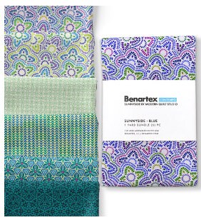 Fabric 6 Yard Bundle SUNNYSIDE (BLUE) by Modern Quilt Studio for Benartex - 6 Different 1 Yard Cuts