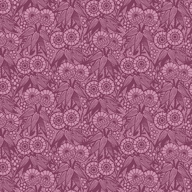 43-44" Wide WALLPAPER GEO Plum Tone on Tone Quilt Fabric by Kelly Rae Roberts for Contempo Fabrics - Sold by the Yard