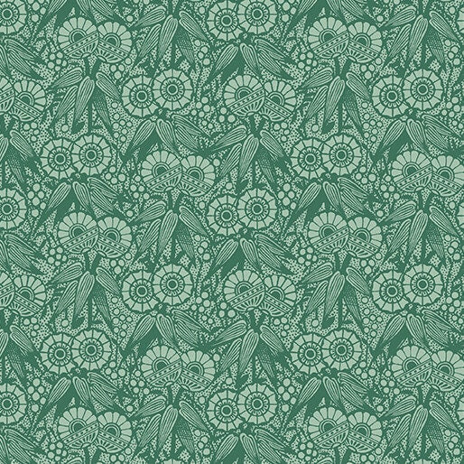 43-44" Wide WALLPAPER GEO Green Tone on Tone Quilt Fabric by Kelly Rae Roberts for Contempo Fabrics - Sold by the Yard