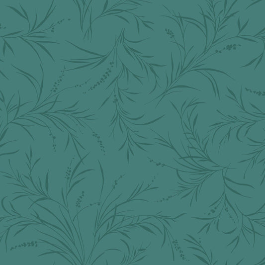 43-44" Wide OPAL ESSENCE FOLIAGE Dark Teal Blue with Pearlescent Quilt Fabric by Maywood Studio - Sold by the Yard