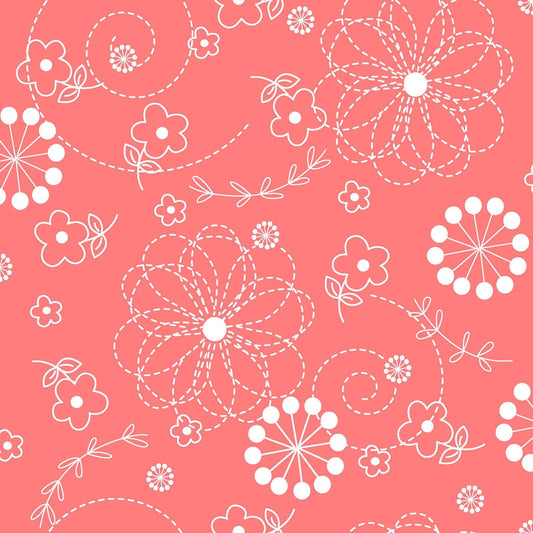 43-44" Wide KIMBERBELL BASICS CLASSIC Doodles Peachy Pink Quilt Fabric for Maywood Studio - Sold by the Yard