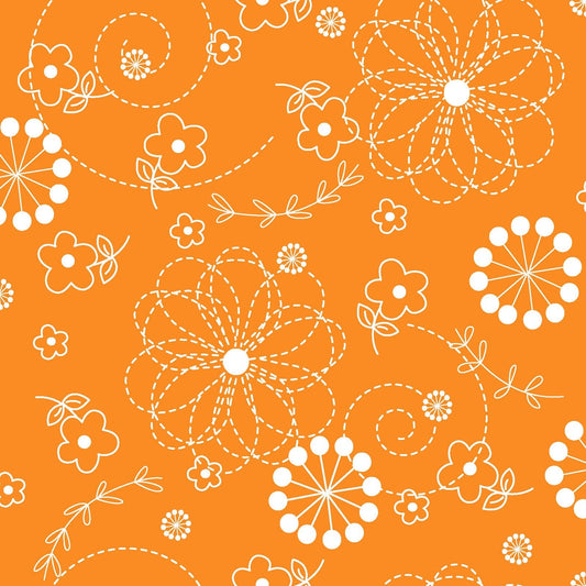 43-44" Wide KIMBERBELL BASICS CLASSIC Doodles Orange Quilt Fabric for Maywood Studio - Sold by the Yard