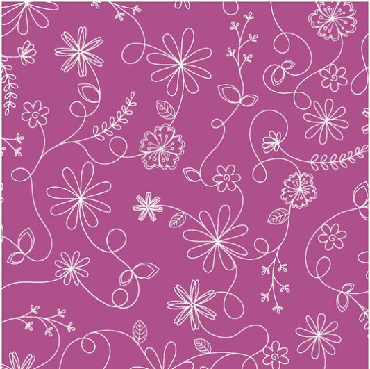 43-44" Wide KIMBERBELL BASICS CLASSIC Doodles Violet Red Quilt Fabric for Maywood Studio - Sold by the Yard