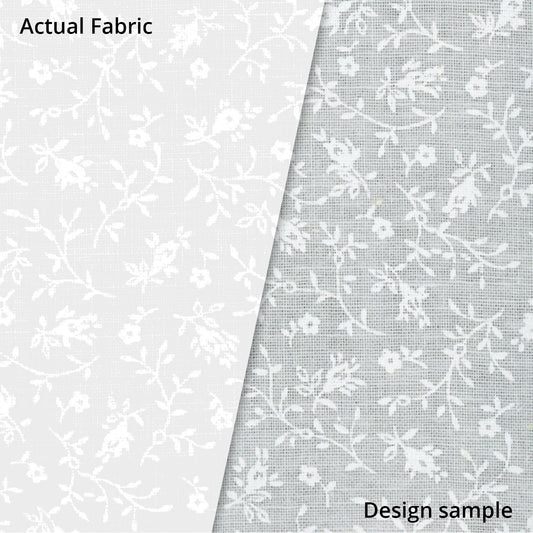 43-44" Wide QUILTER'S WHITE Tone on Tone by Galaxy - Small Flowers and Leaves White on White Tonal Quilt Fabric - Sold by the Yard
