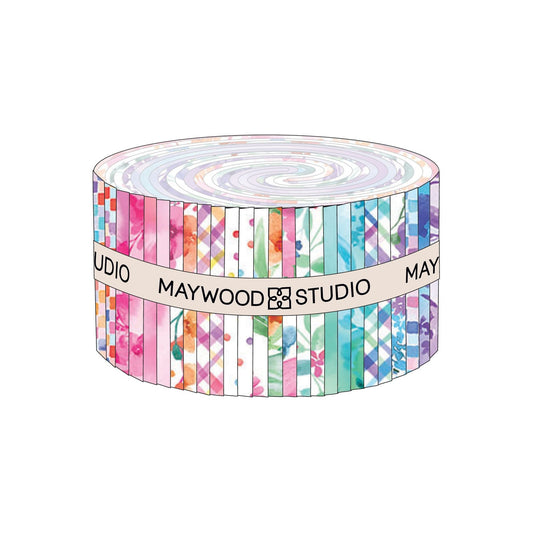 2 1/2" Fabric Strip Set BLOOM BRIGHT by Maywood Studio - 40 Fabric Strips 2-1/2" x 42" - 16 Different Fabrics