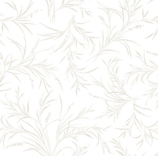 43-44" Wide OPAL ESSENCE FOLIAGE White with Gold Pearlescent Quilt Fabric by Maywood Studio - Sold by the Yard