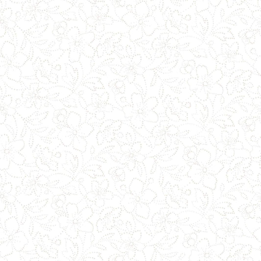 43-44" Wide OPAL ESSENCE FLORAL White with Pearlescent Quilt Fabric by Maywood Studio - Sold by the Yard